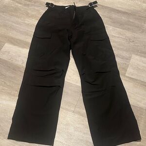 Bershka Black Wide-Leg Pants